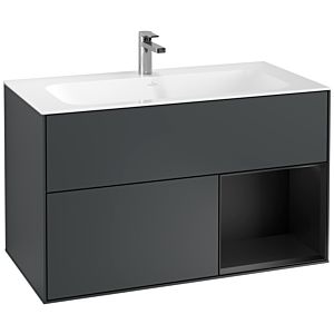 Villeroy und Boch Finion Waschtischunterschrank F040PDHG 99,6x59,1x49,8cm, Regal rechts Black matt lacquer, Midnight Blue Matt Lacquer