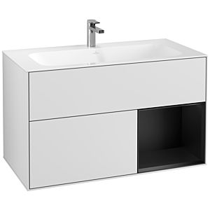 Villeroy und Boch Finion Waschtischunterschrank F040PDMT 99,6x59,1x49,8cm, Regal rechts Black matt lacquer, White matt lacquer