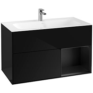 Villeroy and Boch Finion Villeroy and Boch Finion F040PDPH 99.6x59.1x49.8cm, shelf on the right black matt lacquer, Glossy Black Lacquer