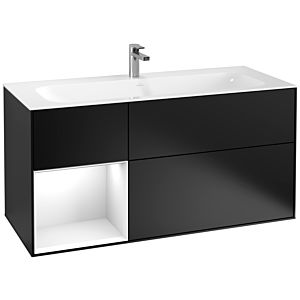 Villeroy and Boch Finion Villeroy and Boch Finion F060GFPD 119.6x59.1cm, shelf left glossy white lacquer, black matt lacquer