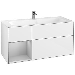 Villeroy et Boch Finion Villeroy et Boch F060GJGF 119,6x59,1 cm, étagère à gauche gris clair mat, laqué blanc brillant