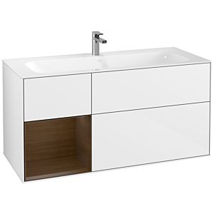 Villeroy et Boch Finion Villeroy et Boch F060GNGF 119,6x59,1cm, étagère gauche placage noyer, laqué blanc brillant