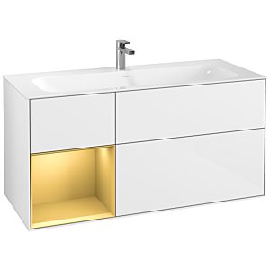 Villeroy et Boch Finion Villeroy et Boch F060HFGF 119,6x59,1cm, étagère gauche or mat, laqué blanc brillant