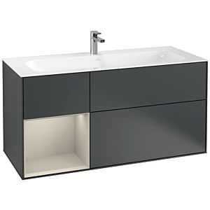 Villeroy und Boch Finion Waschtischunterschrank F060HHHG 119,6x59,1cm, Regal links Sand Matt Lacquer, Midnight Blue Matt Lacquer