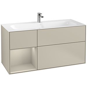 Villeroy und Boch Finion Waschtischunterschrank F060HHHH 119,6x59,1cm, Regal links Sand Matt Lacquer, Sand Matt Lacquer