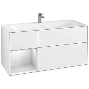 Villeroy und Boch Finion Waschtischunterschrank F060MTGF 119,6x59,1cm, Regal links White matt lacquer, Glossy white lacquer