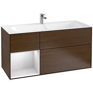 Villeroy et Boch Finion Villeroy et Boch F060MTGN 119,6x59,1cm, étagère gauche laqué blanc mat, placage noyer