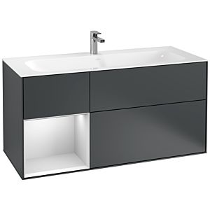Villeroy und Boch Finion Waschtischunterschrank F060MTHG 119,6x59,1cm, Regal links White matt lacquer, Midnight Blue Matt Lacquer