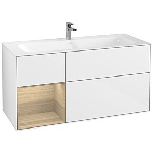 Villeroy et Boch Finion Villeroy et Boch F060PCGF 119,6x59,1cm, étagère gauche Oak Veneer , laqué blanc brillant