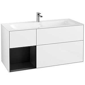 Villeroy et Boch Finion Villeroy et Boch F060PDGF 119,6x59,1cm, étagère gauche laqué noir mat, laqué blanc brillant