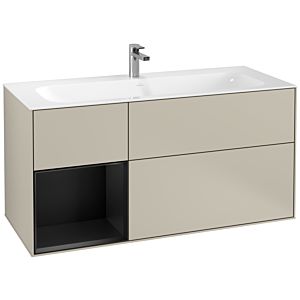 Villeroy und Boch Finion Waschtischunterschrank F060PDHH 119,6x59,1cm, Regal links Black matt lacquer, Sand Matt Lacquer