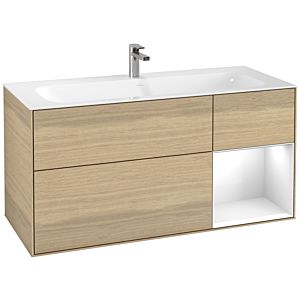 Villeroy et Boch Finion Villeroy et Boch F070GFPC 119,6x59,1cm, étagère à droite Laque blanc brillant, Oak Veneer