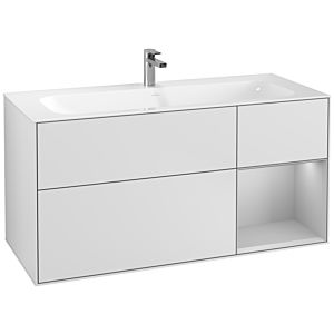 Villeroy und Boch Finion Waschtischunterschrank F070GJMT 119,6x59,1cm, Regal rechts Light grey matt, White matt lacquer
