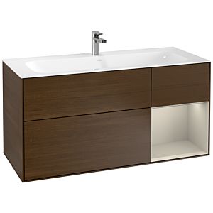 Villeroy und Boch Finion Waschtischunterschrank F070HHGN 119,6x59,1cm, Regal rechts Sand Matt, Walnut veneer