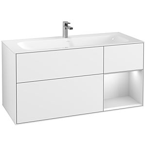 Villeroy et Boch Finion Villeroy et Boch F070MTGF 119,6x59,1cm, étagère à droite laqué blanc mat, laqué blanc brillant