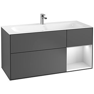 Villeroy et Boch Finion Villeroy et Boch F070MTGK 119,6x59,1cm, étagère à droite laqué blanc mat, anthracite mat