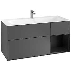 Villeroy et Boch Finion Villeroy et Boch F070PDGK 119,6x59,1cm, étagère à droite laqué noir mat, anthracite mat
