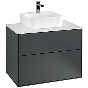 Villeroy und Boch Finion Waschtischunterschrank F08100HG 80x60,3x50,1cm, Abdeckplatte white matt, Midnight Blue Matt Lacquer