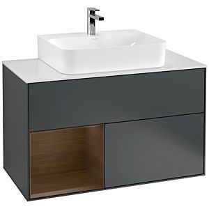 Villeroy and Boch Finion Villeroy and Boch Finion F111GNHG 100cm, cover plate black matt, shelf left Walnut veneer, Midnight Blue Matt Lacquer