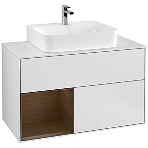 Villeroy and Boch Finion Villeroy and Boch Finion F111GNMT 100cm, cover plate black matt, shelf left walnut veneer, white matt lacquer