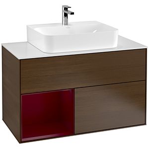 Villeroy et Boch Finion Villeroy et Boch F111HBGN 100cm, plaque de finition noir mat, étagère gauche Peony , placage Peony