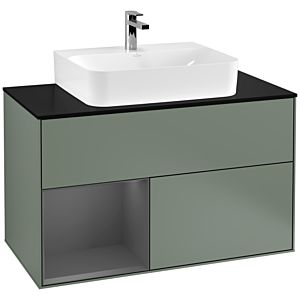 Villeroy and Boch Finion Villeroy and Boch Finion F112GKGM 100cm, cover plate white matt, shelf left anthracite matt, Olive Matt Lacquer