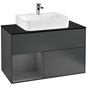 Villeroy and Boch Finion Villeroy and Boch Finion F112GKHG 100cm, cover plate matt white, shelf left anthracite matt, Midnight Blue Matt Lacquer