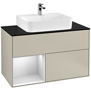 Villeroy and Boch Finion Villeroy and Boch Finion F112MTHH 100cm, cover plate white matt, shelf left white matt lacquer, Sand Matt Lacquer