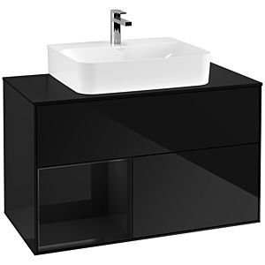 Villeroy et Boch Finion Villeroy et Boch F112PHPH 100cm, plaque de finition blanc mat, étagère à gauche Glossy Black Lacquer , Glossy Black Lacquer