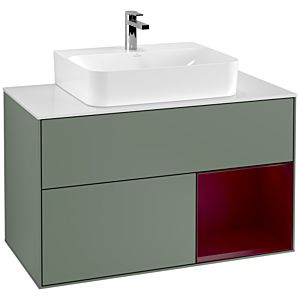 Villeroy and Boch Finion Villeroy and Boch Finion F121HBGM 100cm, cover plate matt white, shelf on the right Peony , Olive Matt Lacquer