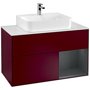 Villeroy and Boch Finion Villeroy and Boch Finion F121HGHB 100cm, cover plate matt white, shelf on the right Midnight Blue Matt Lacquer , Peony Matt