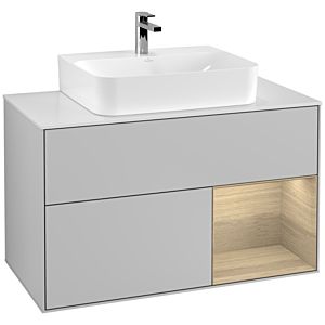 Villeroy and Boch Finion Villeroy and Boch Finion F121PCGJ 100cm, cover plate matt white, shelf on the right Oak Veneer , light gray matt
