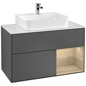 Villeroy and Boch Finion Villeroy and Boch Finion F121PCGK 100cm, cover plate matt white, shelf on the right Oak Veneer , anthracite matt