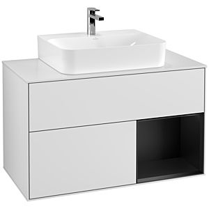 Villeroy and Boch Finion Villeroy and Boch Finion F121PDMT 100cm, cover plate matt white, shelf on the right black matt lacquer, white matt lacquer