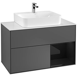 Villeroy and Boch Finion Villeroy and Boch Finion F121PHGK 100cm, cover plate matt white, shelf on the right Glossy Black Lacquer , anthracite matt