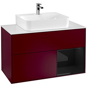 Villeroy and Boch Finion Villeroy and Boch Finion F121PHHB 100cm, cover plate matt white, shelf on the right Glossy Black Lacquer , Peony Matt