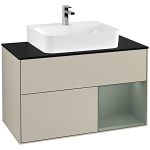 Villeroy and Boch Finion Villeroy and Boch Finion F122GMHH 100cm, cover plate black matt, shelf on the right Olive Matt Lacquer , Sand Matt Lacquer