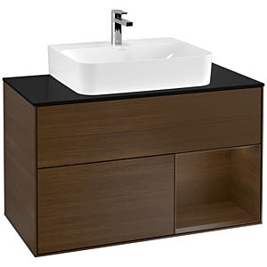 Villeroy and Boch Finion Villeroy and Boch Finion F122GNGN 100cm, cover plate black matt, shelf right Walnut veneer, Walnut veneer