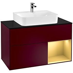Villeroy and Boch Finion Villeroy and Boch Finion F122HFHB 100cm, cover plate black matt, shelf right gold matt, Peony Matt