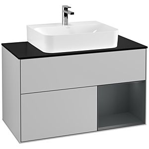 Villeroy and Boch Finion Villeroy and Boch Finion F122HGGJ 100cm, cover plate black matt, shelf on the right Midnight Blue Matt Lacquer , light gray matt