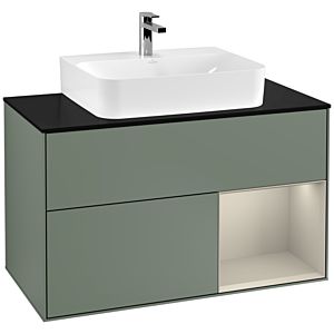Villeroy and Boch Finion Villeroy and Boch Finion F122HHGM 100cm, cover plate black matt, shelf on the right Sand matt, Olive Matt Lacquer