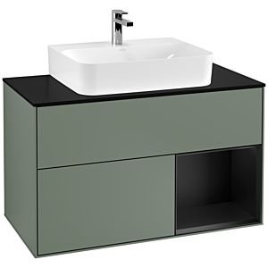 Villeroy and Boch Finion Villeroy and Boch Finion F122PDGM 100cm, cover plate black matt, shelf on the right black matt lacquer, Olive Matt Lacquer