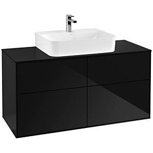 Villeroy et Boch Finion Villeroy et Boch sous-lavabo F13200PH 120x60.3cm, plaque de finition noir mat, Glossy Black Lacquer