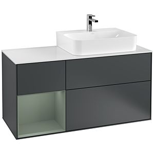 Villeroy and Boch Finion Villeroy and Boch Finion F141GMHG 120cm, cover plate glass white matt, shelf left Olive Matt Lacquer , Midnight Blue Matt Lacquer