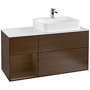 Villeroy and Boch Finion Villeroy and Boch Finion F141GNGN 120cm, cover plate glass white matt, shelf left Walnut veneer, Walnut veneer