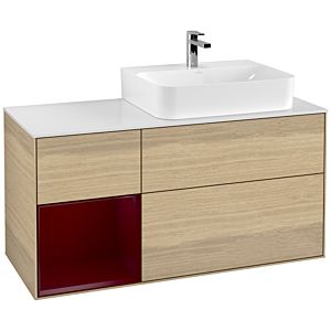 Villeroy et Boch Finion Villeroy et Boch F141HBPC 120cm, couvercle en verre blanc mat, étagère à gauche Peony , Oak Veneer