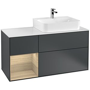 Villeroy and Boch Finion Villeroy and Boch Finion F141PCHG 120cm, cover plate glass white matt, shelf left Oak Veneer , Midnight Blue Matt Lacquer