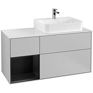 Villeroy and Boch Finion Villeroy and Boch Finion F141PDGJ 120cm, cover plate glass white matt, shelf left black matt lacquer, light gray matt