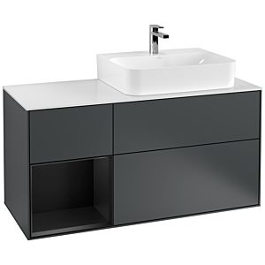 Villeroy and Boch Finion Villeroy and Boch Finion F141PDHG 120cm, cover plate glass white matt, shelf left black matt lacquer, Midnight Blue Matt Lacquer