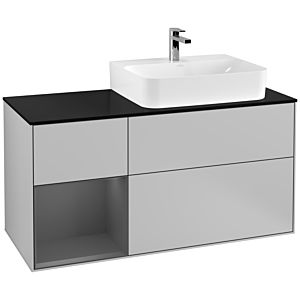 Villeroy and Boch Finion Villeroy and Boch Finion F142GKGJ 120cm, cover plate glass black matt, shelf left anthracite matt, light gray matt